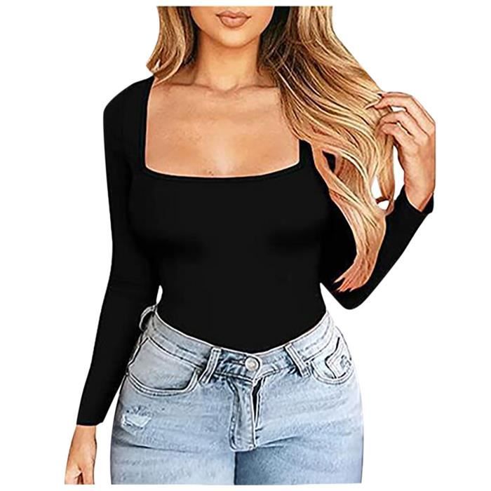 T shirt new arrivals col carré femme