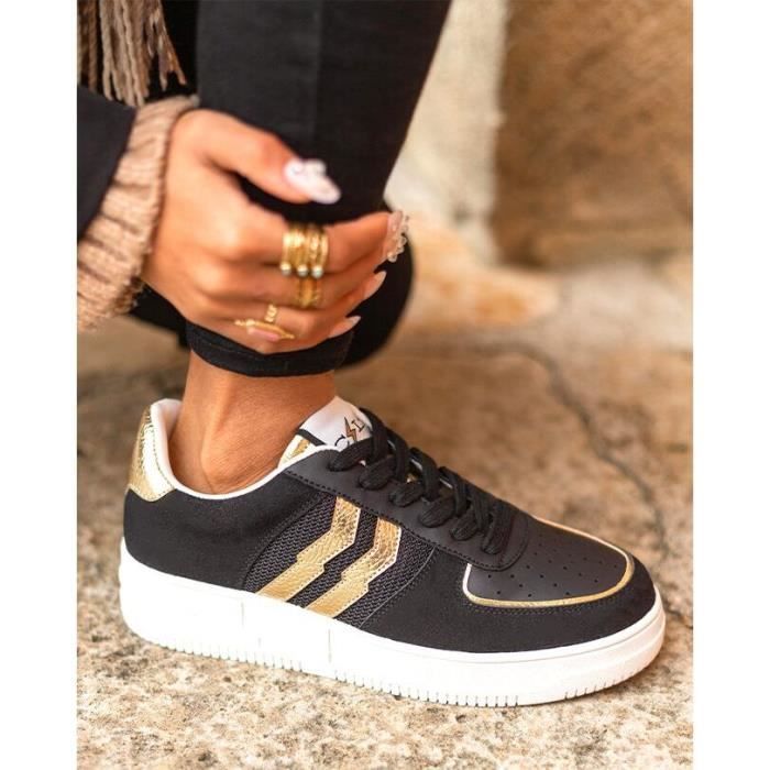 Basket noir et dore femme sales