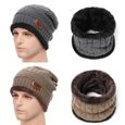 Bonnet tricoté en laine pour homme, épais et chaud, à la mode, collection hiver 2021 [F05676A]-2