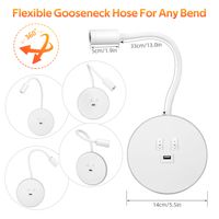 Applique Murale LED Flexible à Col De Cygne, Lampe De Lecture 3 W 9 W Avec Port De Chargement Usb Et Interrupteur Blanc 97523914