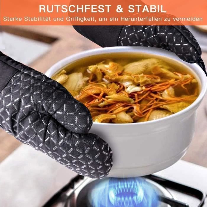 Lot De 4 Gants De Cuisine Anti-Chaleur - Coton Matelassé, Résistants Et Antidérapants - Pour Four, Barbecue, Pâtisserie - Avec Boucles De Rangement