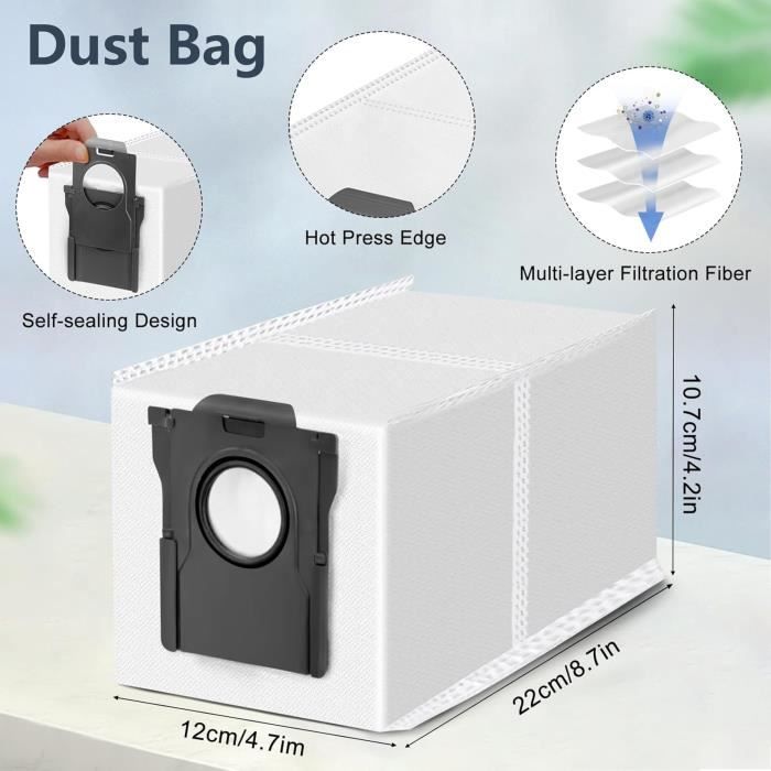 Roboter Deals Kit d'accessoires, kit de pièces de rechange pour Dreame Mova E30 Ultra (2 sacs, 2 filtres, 2 brosses latérales, 2 tampons, 1 brosse principale Roboter Deals Kit d'accessoires, kit de pièces de rechange pour Dreame Mova E30 Ultra (2 sacs, 2 filtres, 2 brosses latérales, 2 tampons, 1 brosse principale