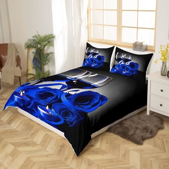 Housse De Couette 220X240 Fille Rose, Parure De Lit Verre À Vin Floral