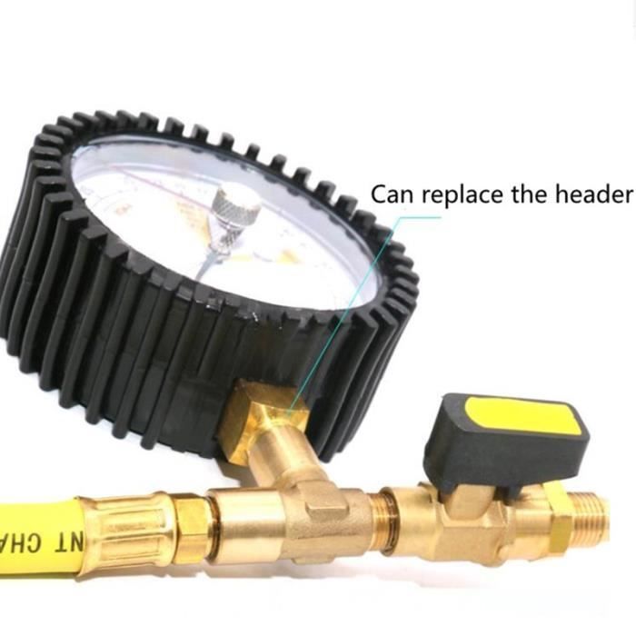 Manomètre à Azote Pour Climatisation - Plage -1 à 60 Bar, Raccord 1/4" SAE - Compatible R134A, R410A, Etc.