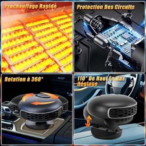 Chauffage D'appoint Portable Batterie 12 000 MAh - Sans Fil, Rapide, Pour Voiture, Camping, Bureau - Dégivrage/désembuage