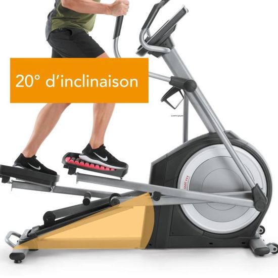 Velo elliptique Proform Endurance 720E Connecte iFIT Rampe inclinable 0 20 20 niveaux de resistance Noir Cdiscount Sport