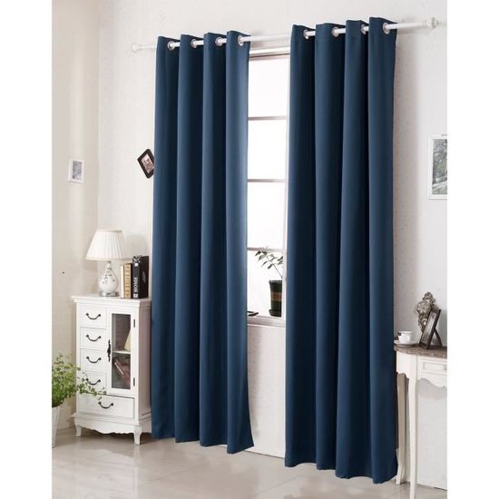 YoungsTex Lot De 2 Rideaux 100 % Occultants Avec Doublure Noire Et