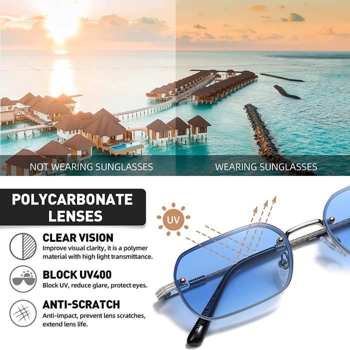 Lunette de Soleil pour Homme Femme Rectangulaire Petit avec Verres Anti UVA UVB N353 Achat Vente lunettes de soleil Neuf Black Friday Cdiscount