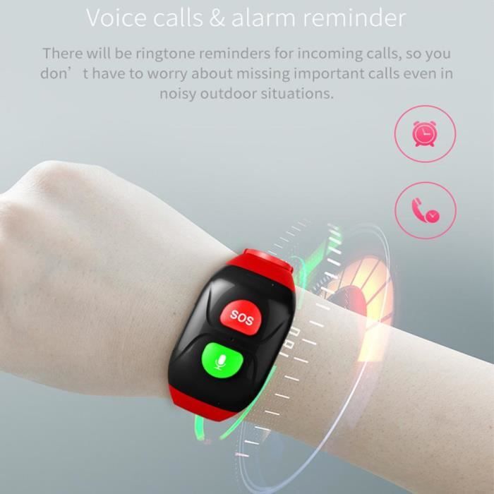 Montre connectée,Personnes âgées SOS Bracelet intelligent montre  intelligente Bluetooth GPS Information pousser la - Type Rouge - Cdiscount  Téléphonie