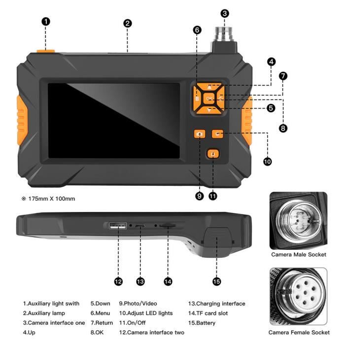 Caméra Endoscopique Étanche 8mm Avec 8 Lumières LED M50 - 15m