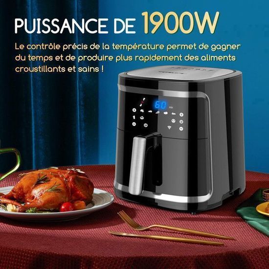 Friteuse Sans Huile Aigostar White Cube 7L - Avec Wifi - 1900W - 7 En 1 - Ecran Tactile - Sans BPA