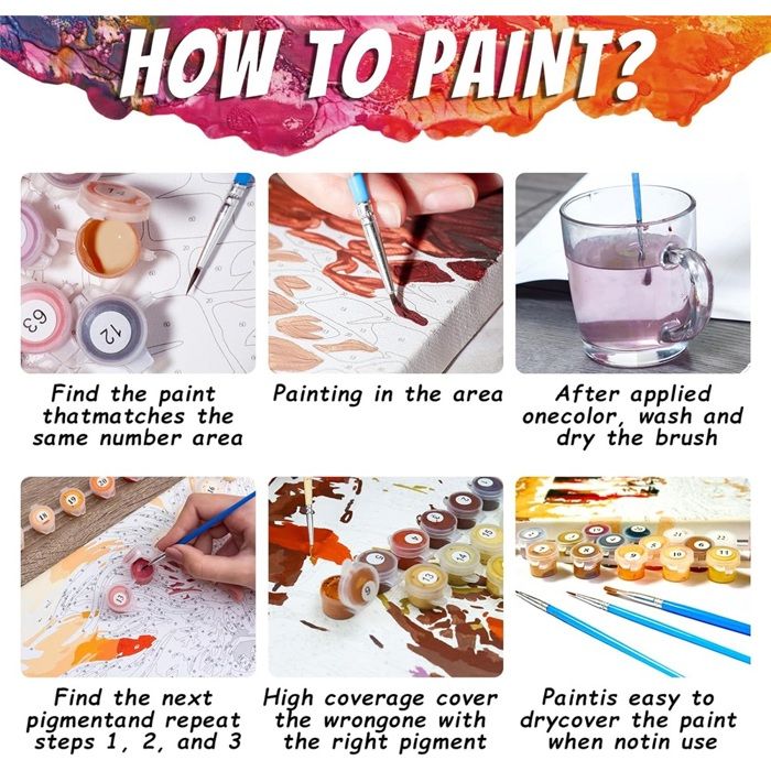 40 * 40cm / 40 * 50cm DIY Peinture par chiffres for adultes Kit de peinture à l'huile de débutant sur mur de toile sans cadre avec pinceaux paysage peinture facile de