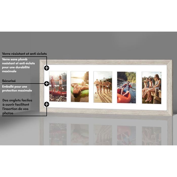 Cadre photo collage bois flotté VETOBIOL 20x60 cm Affiche cinq — free download
