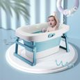 Baignoire pliable pour enfant NUO - Bleu - Siège de bain de sécurité - Bouchon de drainage-0