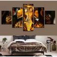 Décoration Murale Impressions HD Peinture sur Toile 5 pièces Figurines de Bouddhas Salon Paysage avec Cadre 100x50cm A897-0