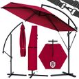 KINGSLEEVE® Parasol déporté inclinable rouge Ø 300cm Pare-soleil en aluminium avec manivelle housse Protection UV50+ jardin-0