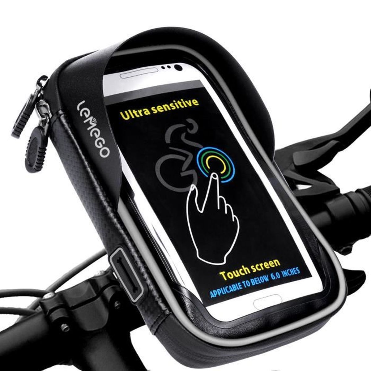 Base Camp Sacoche De Velo Sac De Guidon Resistant A Leau De Telephone Portable Sacoche Pour Telephone Iphone Samsung Htc Lg Sony Moins Que 6 0 Gris L