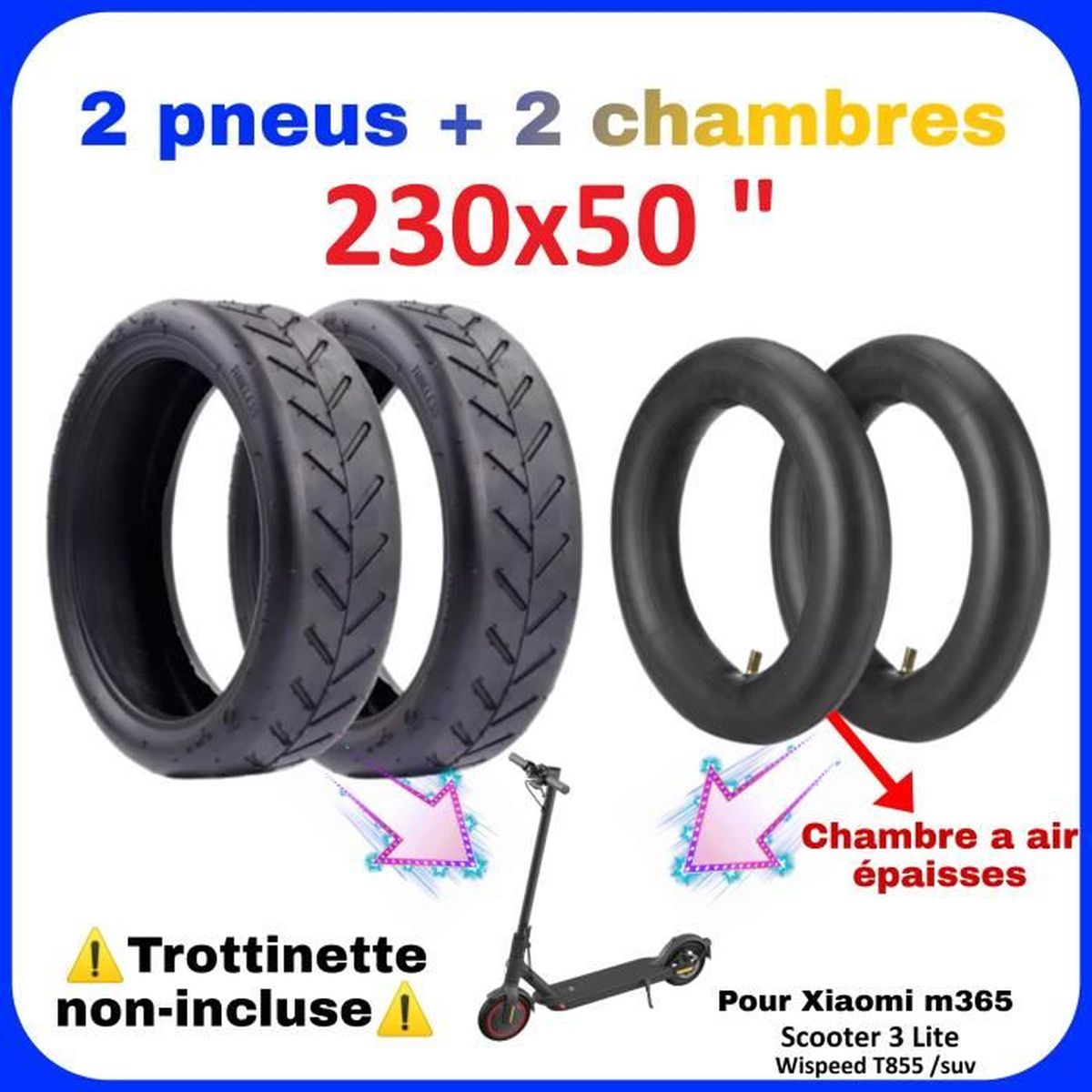 Ensemble de deux pneus 230x50 pour électrique xiaomi