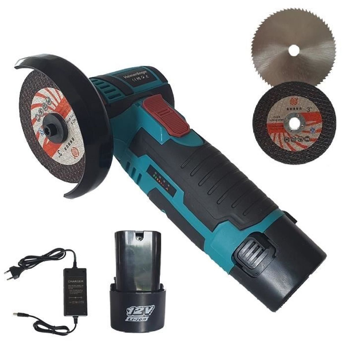 Mini Meuleuse D Angle Sans Fil 80 Mm Heimerdinger 2 Batteries 2 Ah 2 Disques A Tronçonner 75 1 Disque Bois 72 Dents 75 Mm Cdiscount Bricolage
