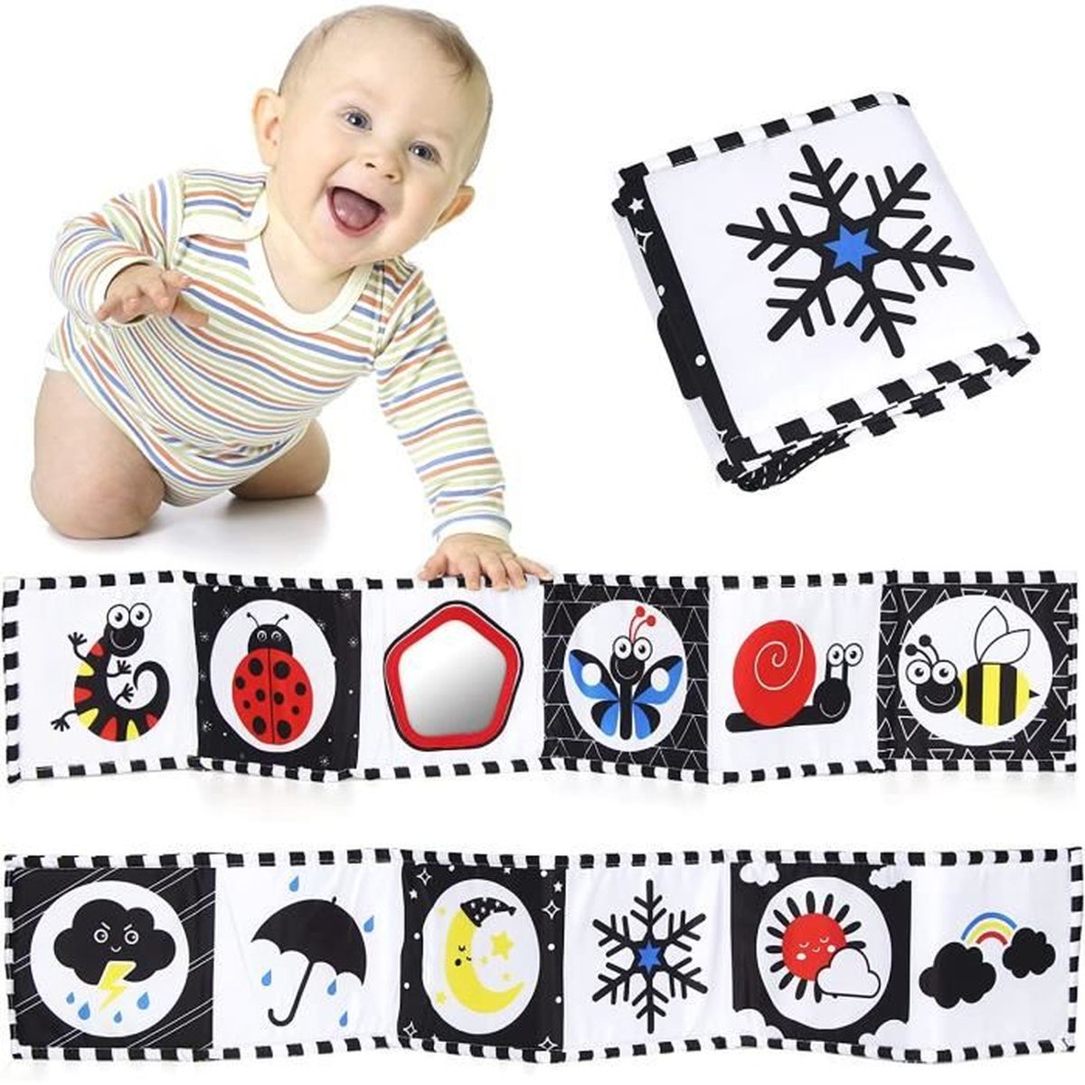 Livre Tissu Bebe Noir Et Blanc Eveil 0 3 6 Mois Suspendre Livre De Naissance Livre Sensoriel Bebe Eveil Garcon Fille Insecte Cdiscount Puericulture Eveil Bebe