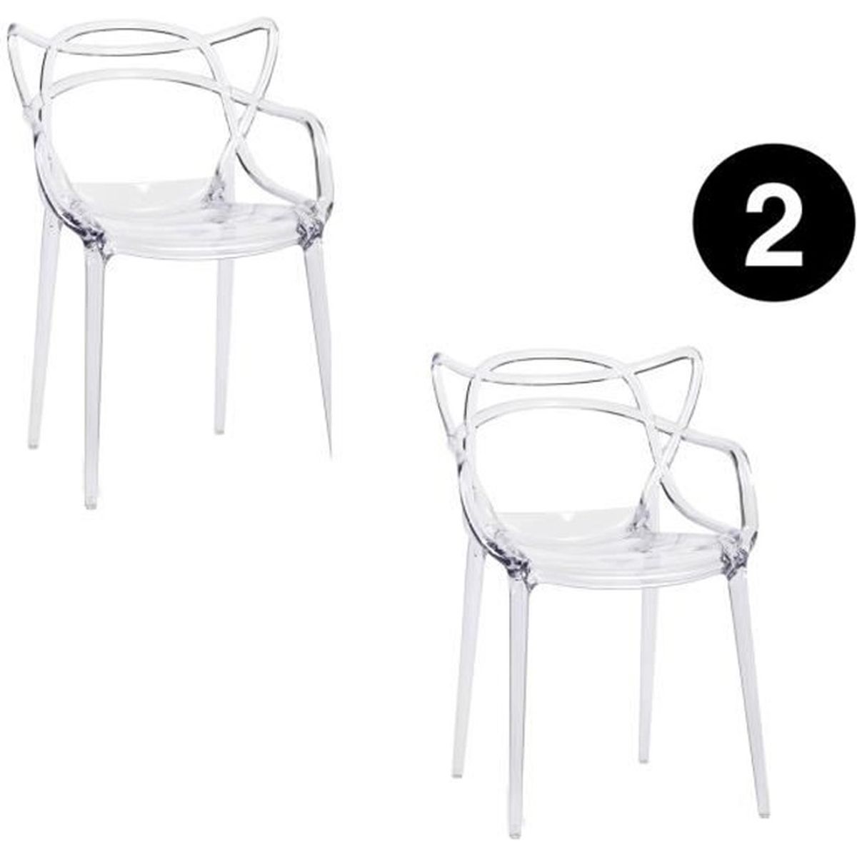 Lot de 2 chaises MIAMI – Plexi – transparente  inspirée Starck Masters