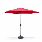 SWEEEK Parasol droit rond Ø300cm - Touquet Rouge - mât central en aluminium orientable et manivelle d'ouverture