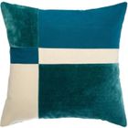 ATMOSPHERA Coussin Patch - Bleu - Velours coton - 40 x 40 cm