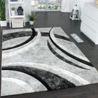 Tapis moderne design - Gris Noir Crème - 240 x 330 cm - Motif Ligné Moucheté - Polypropylène - Intérieur - PACO HOME