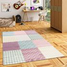 Tapis pour enfant - PERGAMON - Maui Kids - Carreaux et étoiles - Couleurs pastel rose - 80x150 cm