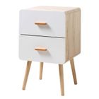 CASAME Table de Chevet 2 Tiroirs Façades Blanches H64.2 cm - 39,5 cm X 39 cm X 64.2 cm - Casâme