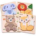 TEHIYOL Puzzles en Bois pour Enfants, Jouets Éducatifs d'éveil Montessori pour Bébés de Plus de 36 Mois, Puzzles Animaux avec Cadre
