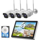 Kit de Caméra Surveillance TOGUARD 4*1080P sans fil Caméra - 12" LCD NVR Moniteur+3TB disque dur Cascade sans fil, Etanche IP66