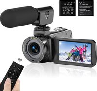 Caméscope 4K avec Vision Nocturne IR, écran Tactile 3.0" IPS 56MP 18X Digital Zoom Caméra Vlogging pour Youtube