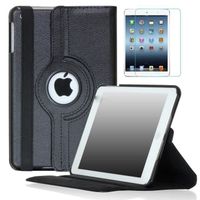 Housse Coque Etui en Cuir iPad Smart Case pour iPad 2 3 4 ROTATIVE 360 + FILM -  Noir