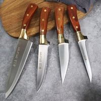 4 pièces - Couteau à désosser de cuisine en acier inoxydable, couteau à trancher la viande, couteau de bouche