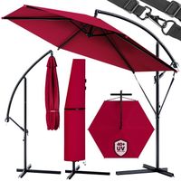 KINGSLEEVE® Parasol déporté inclinable rouge Ø 300cm Pare-soleil en aluminium avec manivelle housse Protection UV50+ jardin