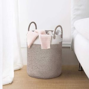 Panier De V/êtements Sales Panier De Rangement De V/êtements Sales Panier /À Linge Avec Couvercle 34cm blanc Rotin Tiss/é Panier De V/êtements Sales