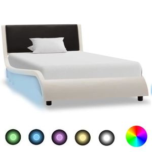 STRUCTURE DE LIT Cadre de lit adulte avec LED Blanc et noir Similic