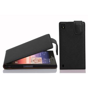 Coque Flipbook Cuir PU Pour Huawei Ascend P7 - Housse Rabat Noir, Protection Complète, Neuve