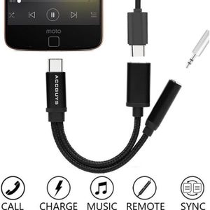 RUXELY Adaptateur Audio Jack et Chargeur USB Type C vers 3.5mm  Convertisseur Charge Casque Ecouteur