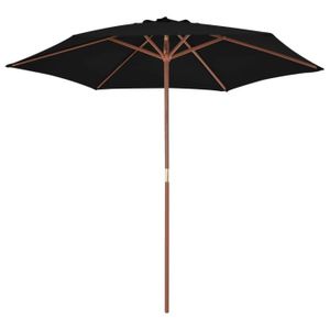 PARASOL DUOKON - Parasol d'extérieur avec mât en bois Noir 270 cm