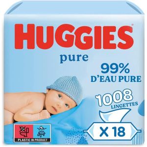 LINGETTES BÉBÉ Huggies - Lingettes Pure Baby, 99% d'Eau, Sensible