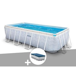 PISCINE Kit piscine tubulaire Intex Chevron rectangulaire 4,00 x 2,00 x 1,00 m + Bâche de protection 4m x 2m x 1m Bleu