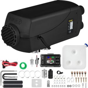 CHAUFFAGE VÉHICULE Chauffage Diesel 12V 8KW VEVOR Air Heater Noir avec Silencieux et Interrupteur Ecran LCD Kit Comple pour Camions RV Bateaux