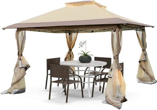 Tonnelle De Jardin Exterieur 4x4 RELAX4LIFE Tonnelle De Jardin Paroi Latérale Détachable,Hauteur Réglable 233-270cm,Pavillon Tonnelle 4x4 Cdiscount