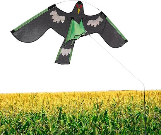 Cerf-volant Effaroucheur Oiseaux - Leurre Faucon Réaliste - Avec Lumière Et Son - Alimenté Par Piles - 43 Cm