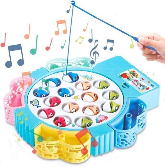 Jeu De Pêche Magnétique Enfant – 45 Poissons, 4 Cannes, Musique – Tourne Et Ouvre La Bouche – Cadeau 3-6 Ans