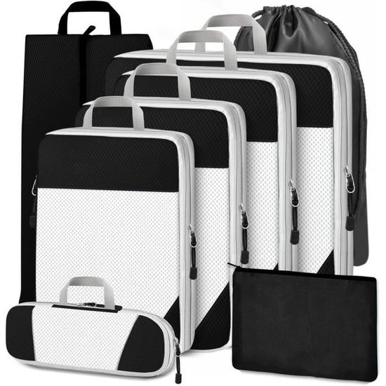 Lot 5 Packing Cubes Compression SOLEDI – Organisateurs Valise Voyage Économiseurs D'Espace, Imperméables