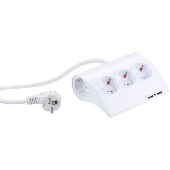 Prise électrique intégrée 2 prises AU, fonctionne avec 2 ports USB pour