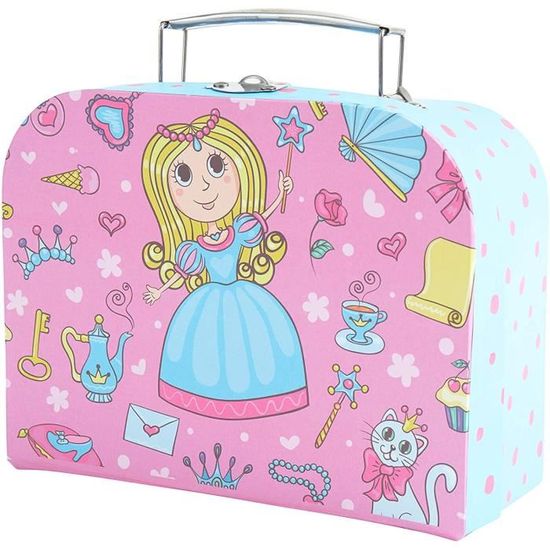 Hellblau Und Pink Bieco Kinderkoffer Prinzessin mit Metallgriff Rose 20 cm für Kinder AB 3 Jahre Bagage Enfant Koffer aus stabiler Pappe 2.5 liters 